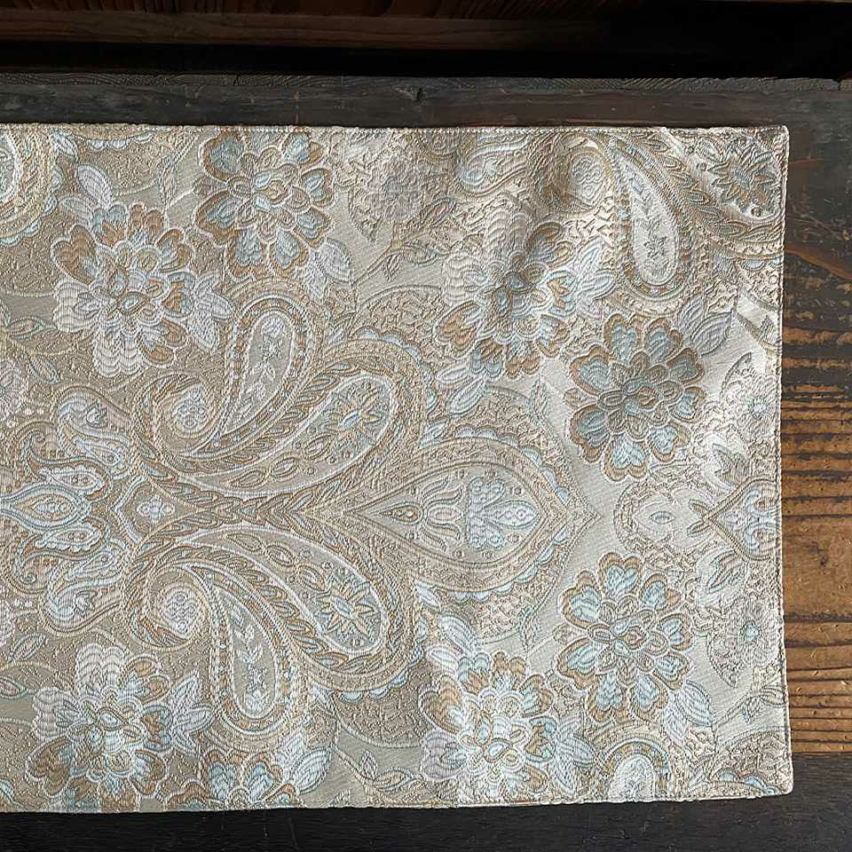 ランチョンマット フラワーライトブルー×ベージュゴールド プレースマット 布製 インテリア雑貨 画像2