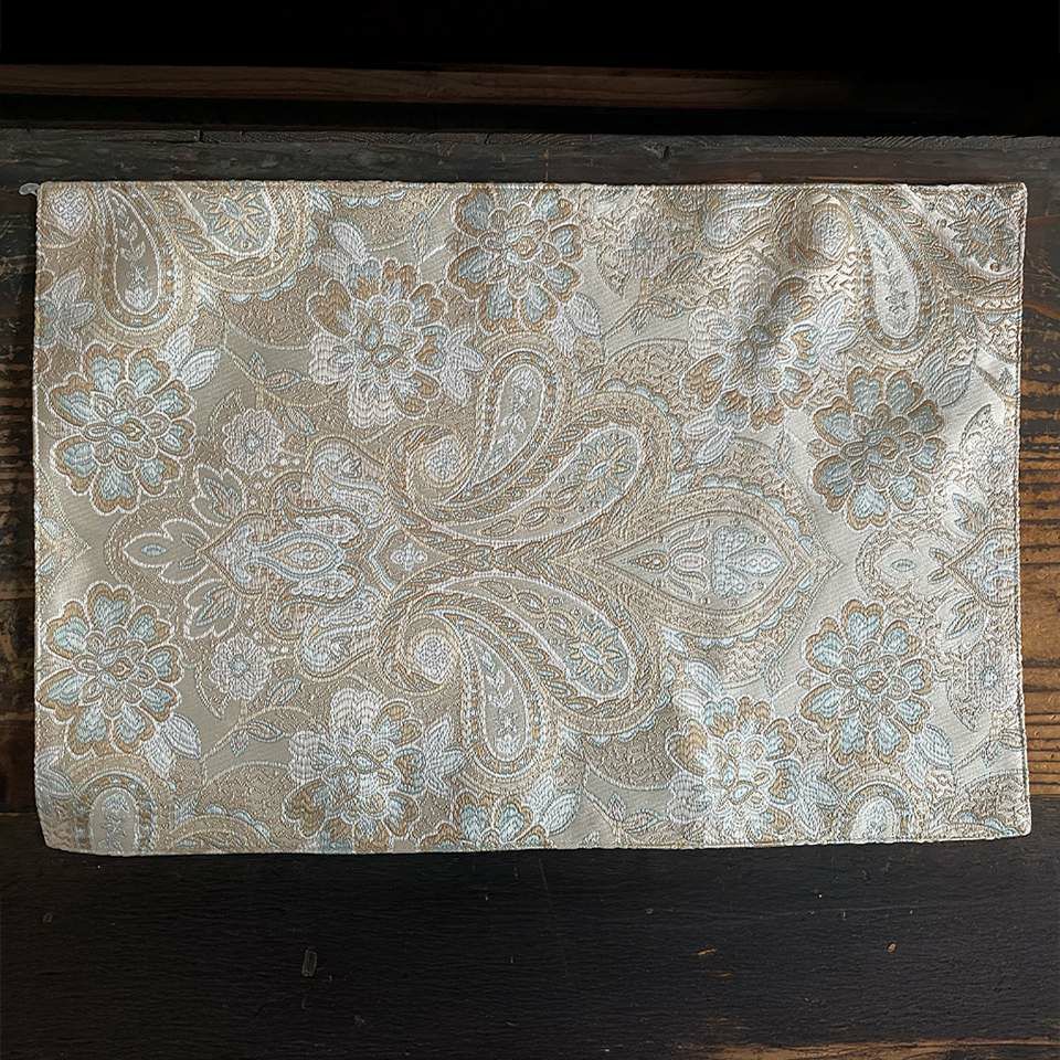 ランチョンマット フラワーライトブルー×ベージュゴールド プレースマット 布製 インテリア雑貨 画像4