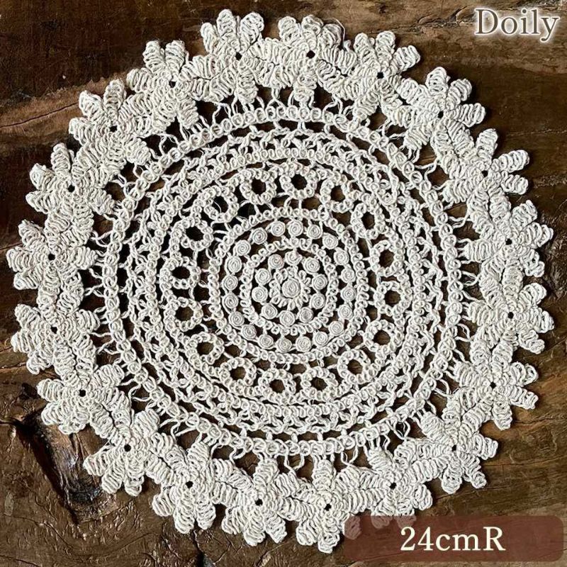 ドイリー 円形 花瓶敷 ファブリック レース 機械編み インテリア雑貨 画像1サムネイル