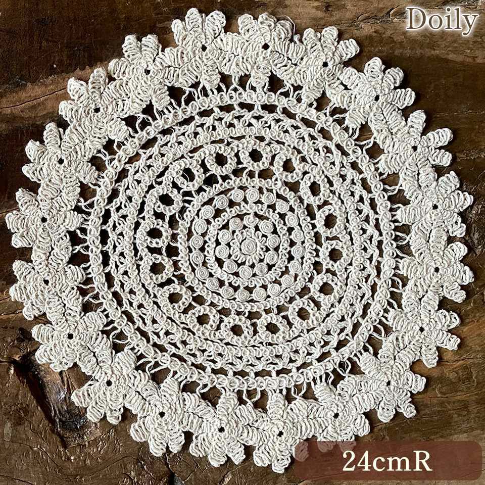 ドイリー 円形 花瓶敷 ファブリック レース 機械編み インテリア雑貨 画像1サムネイル