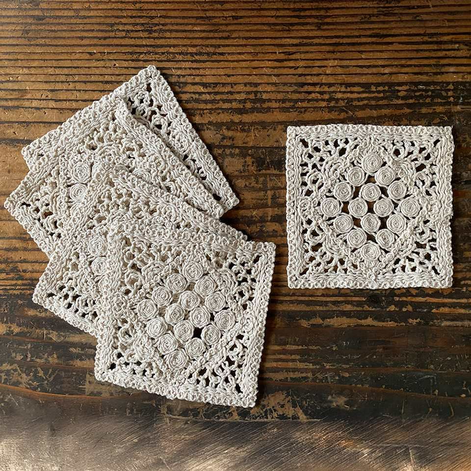 コースター コップ敷き ファブリック レース 機械編み インテリア雑貨 画像3