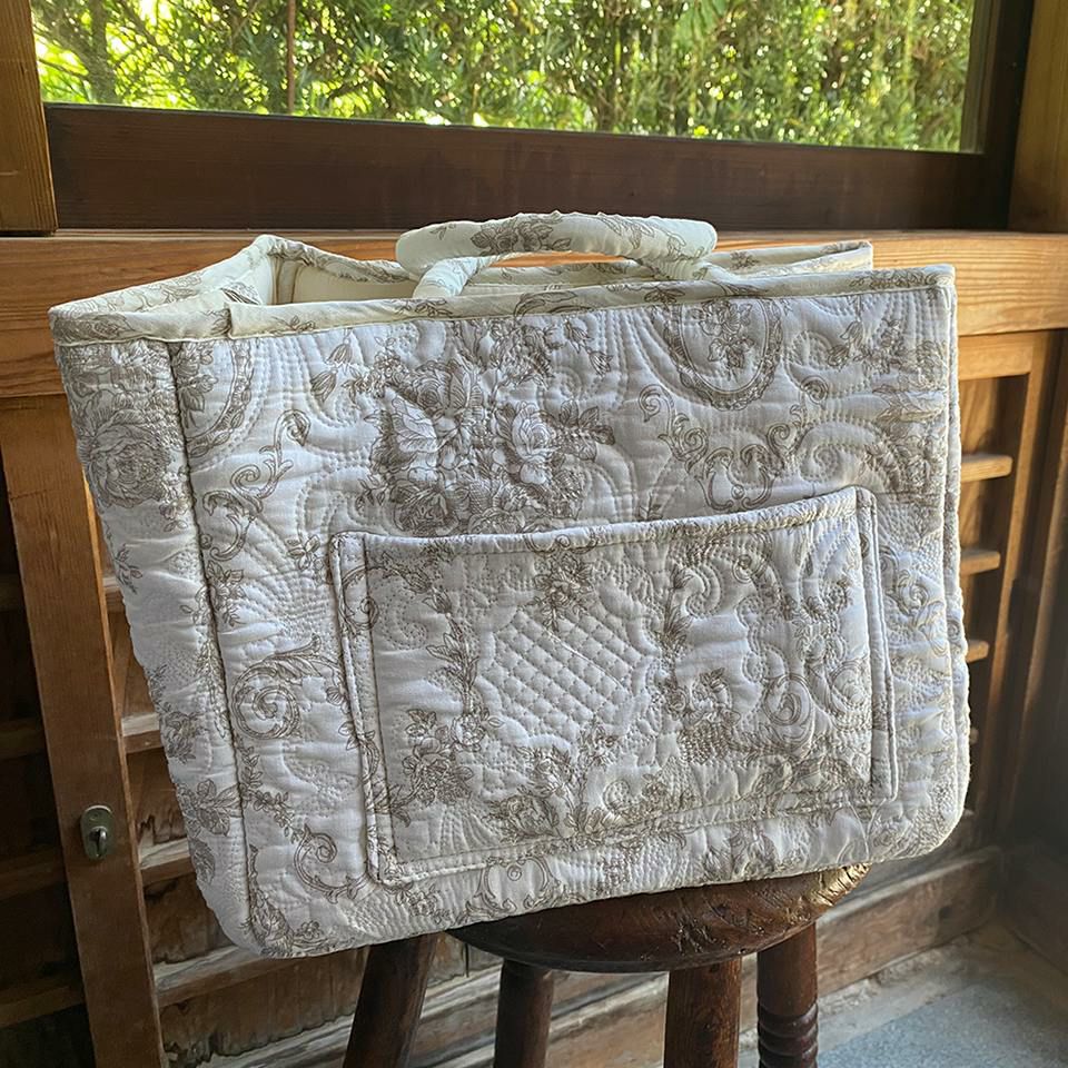 ソフトバスケット バッグキルト ベージュ 布製 インテリア雑貨 画像4