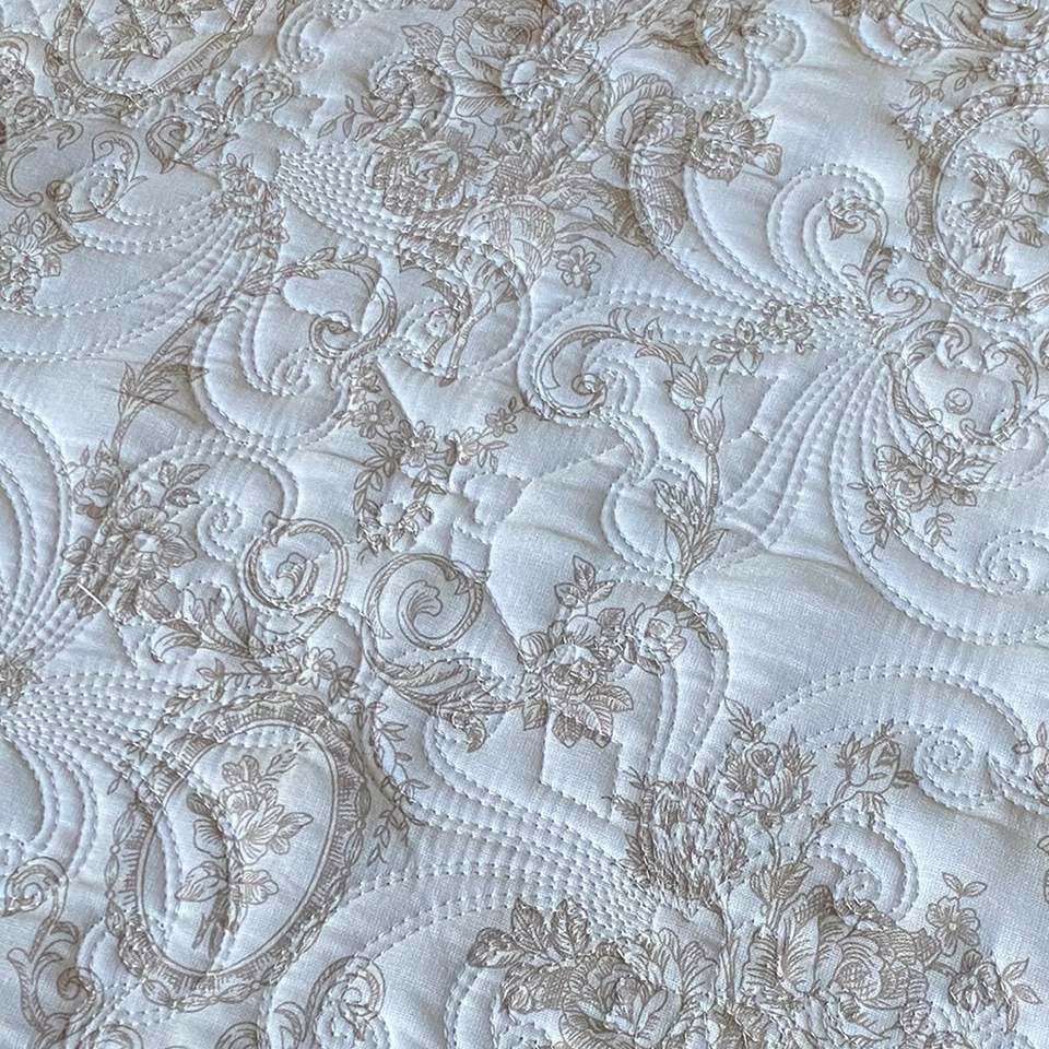 シートクッション 座面用 ひも付き キルト ベージュ 布製 インテリア雑貨 画像2