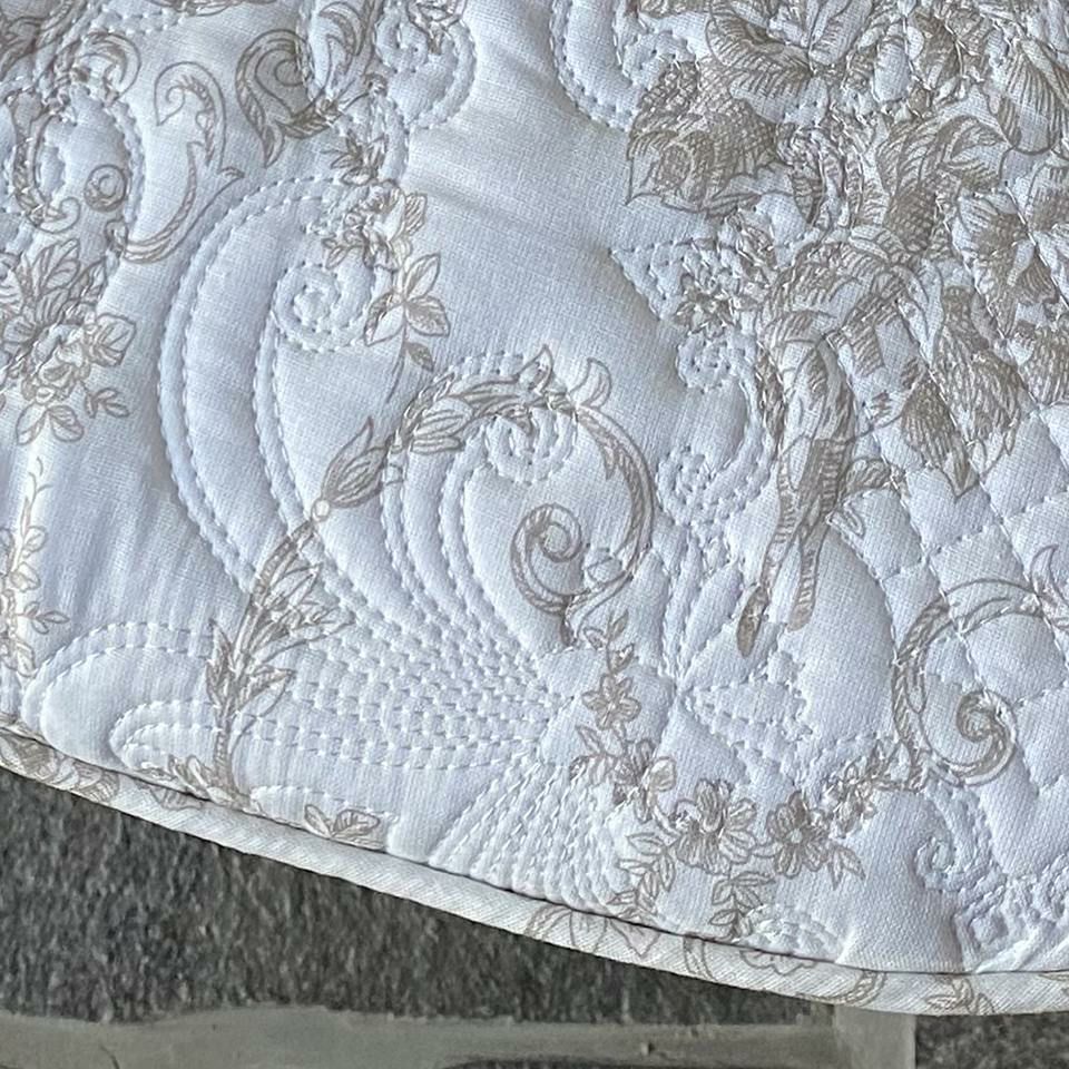 シートクッション 座面用 ひも付き キルト ベージュ 布製 インテリア雑貨 画像3