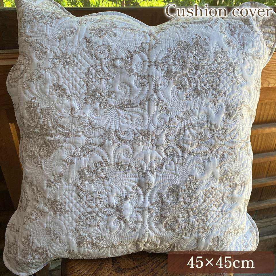 クッションカバーのみ キルト ベージュ 布製 インテリア雑貨 画像1サムネイル