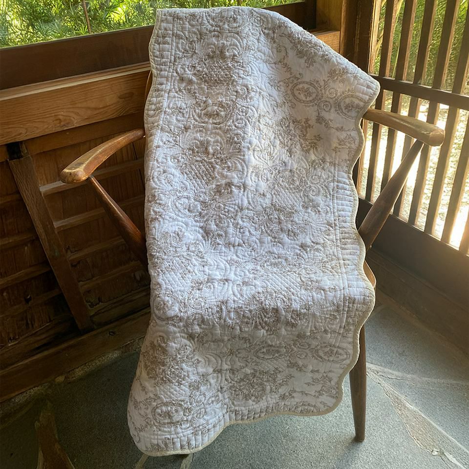 マット 敷物 キルト ベージュ 布製 インテリア雑貨 画像3