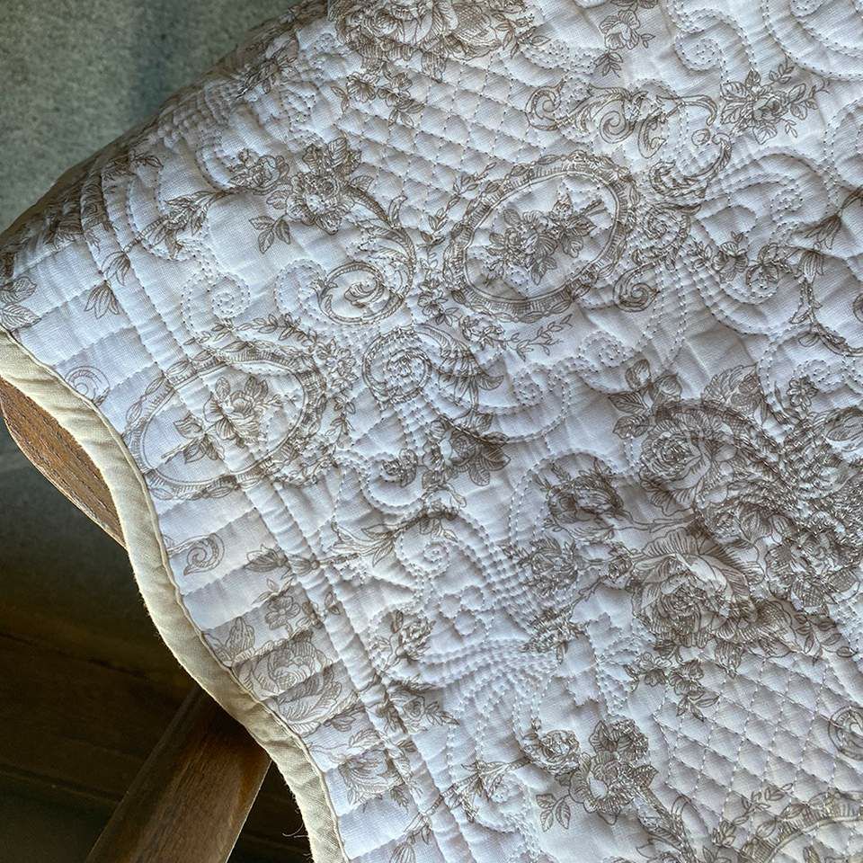 マット 敷物 キルト ベージュ 布製 インテリア雑貨 画像2