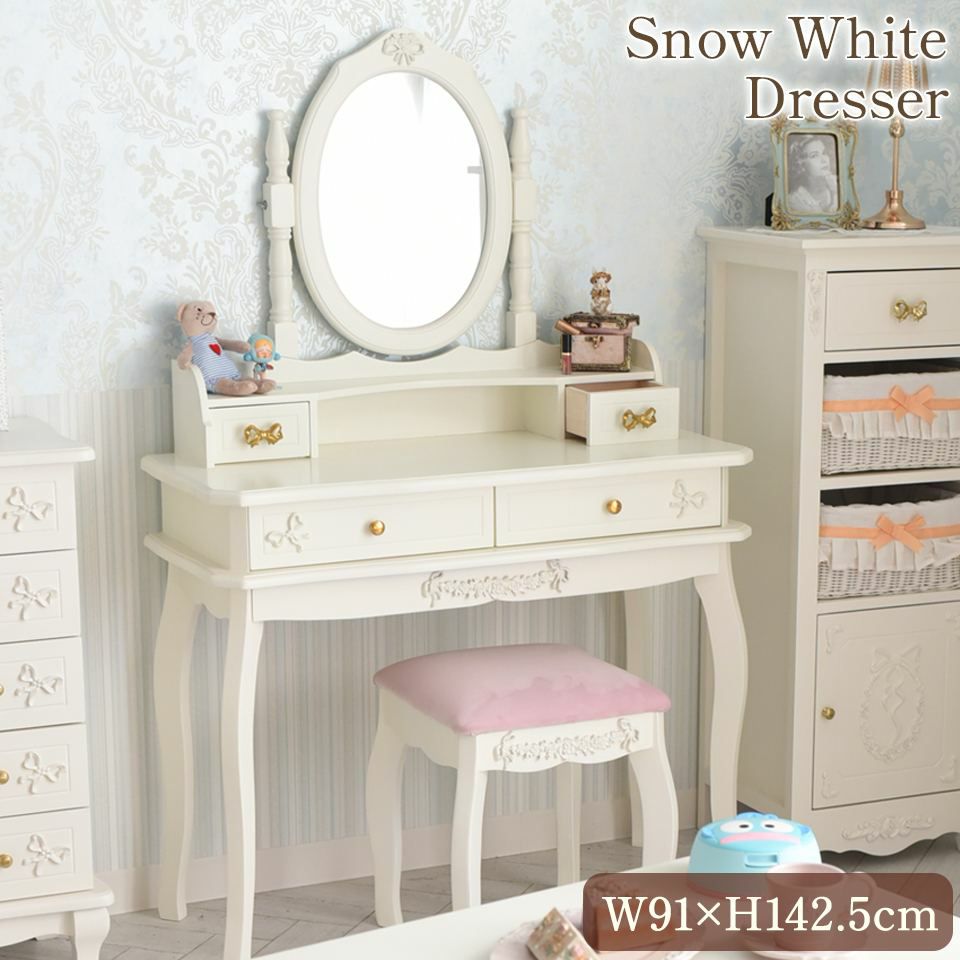 初売り限定 ロココ調 スノーホワイト ベッドルーム 3点パック 姫系家具 画像7