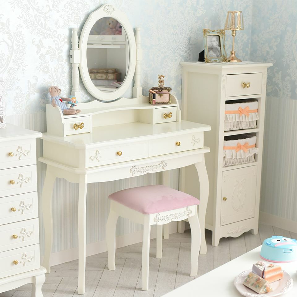 初売り限定 ロココ調 スノーホワイト ベッドルーム 3点パック 姫系家具 画像8