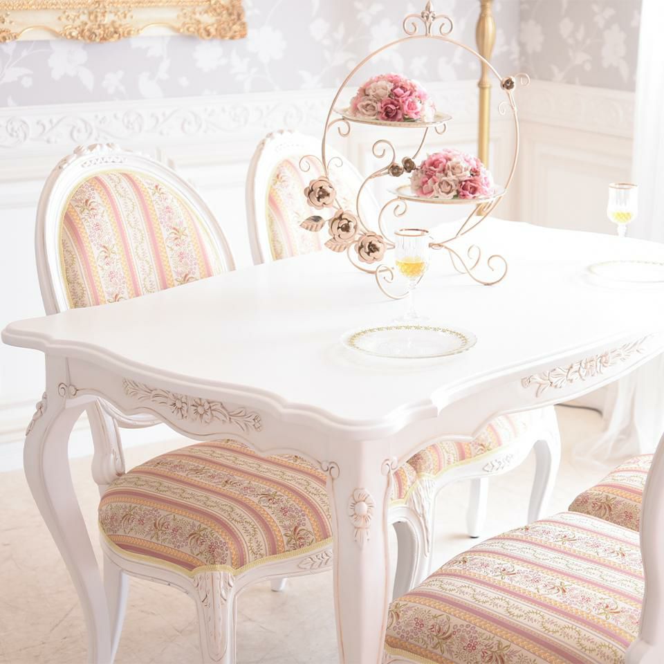 初売り限定 ロココ調 ダイニング家具 2点パック 4人用テーブル キャビネット 画像13