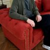クラシック チェスターフィールド 3人掛けソファ 3P 撥水 レッド 画像8