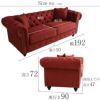 クラシック チェスターフィールド 3人掛けソファ 3P 撥水 レッド 画像20サイズ詳細