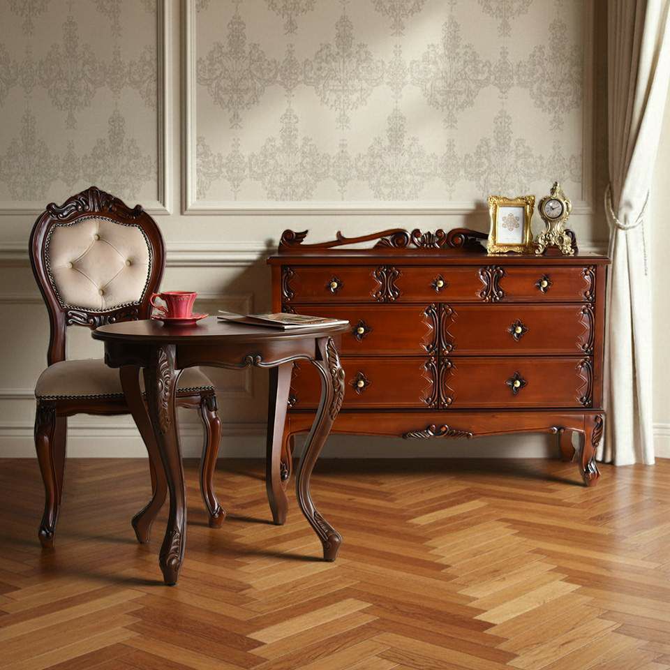 アンティーク調 パルマ マホガニー ワイド チェスト 画像2