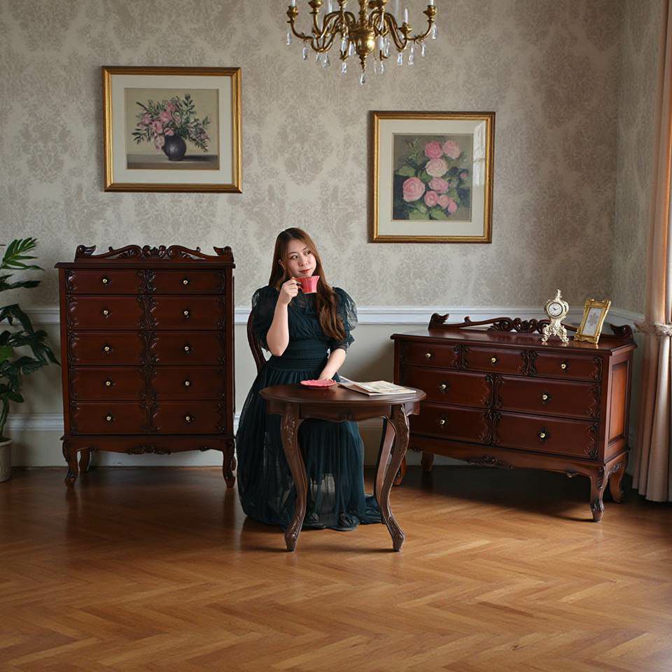 アンティーク調 パルマ マホガニー ワイド チェスト 画像3