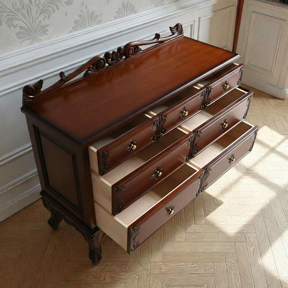 アンティーク調 パルマ マホガニー ワイド チェスト 画像9