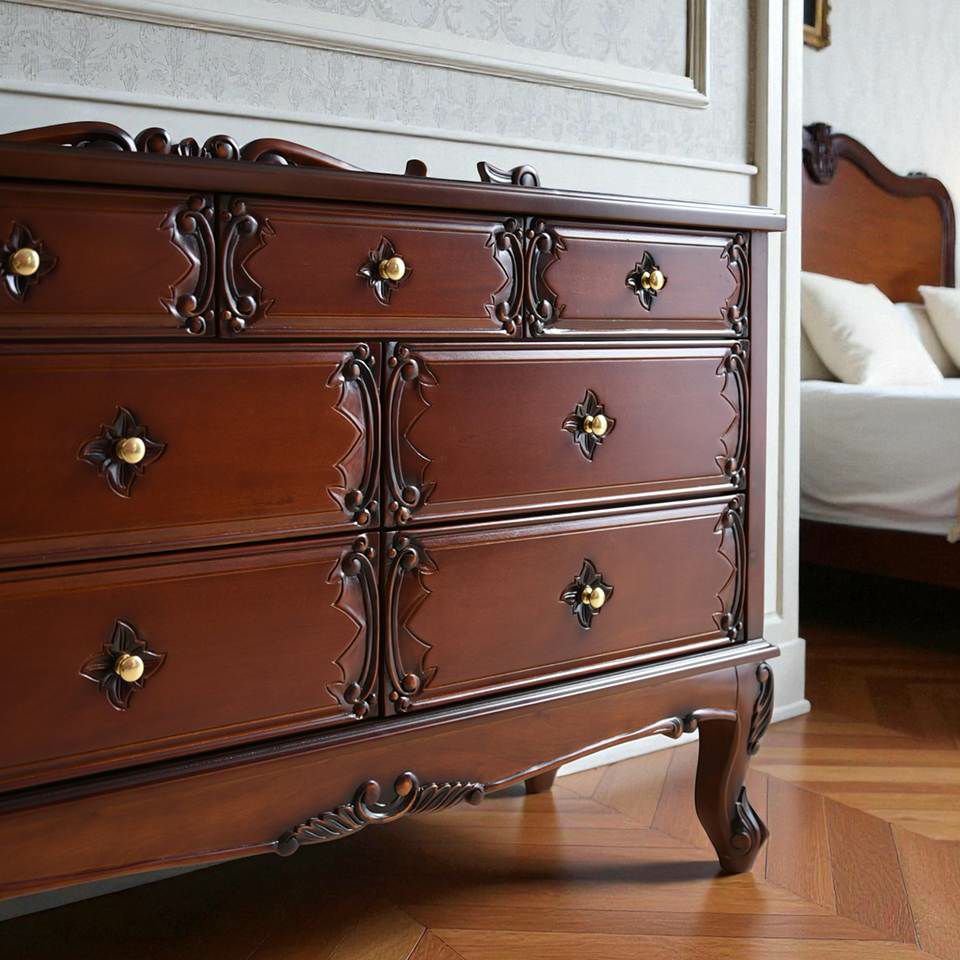 アンティーク調 パルマ マホガニー ワイド チェスト 画像12