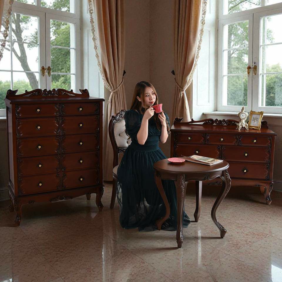 アンティーク調 パルマ マホガニー ワイド チェスト 画像16