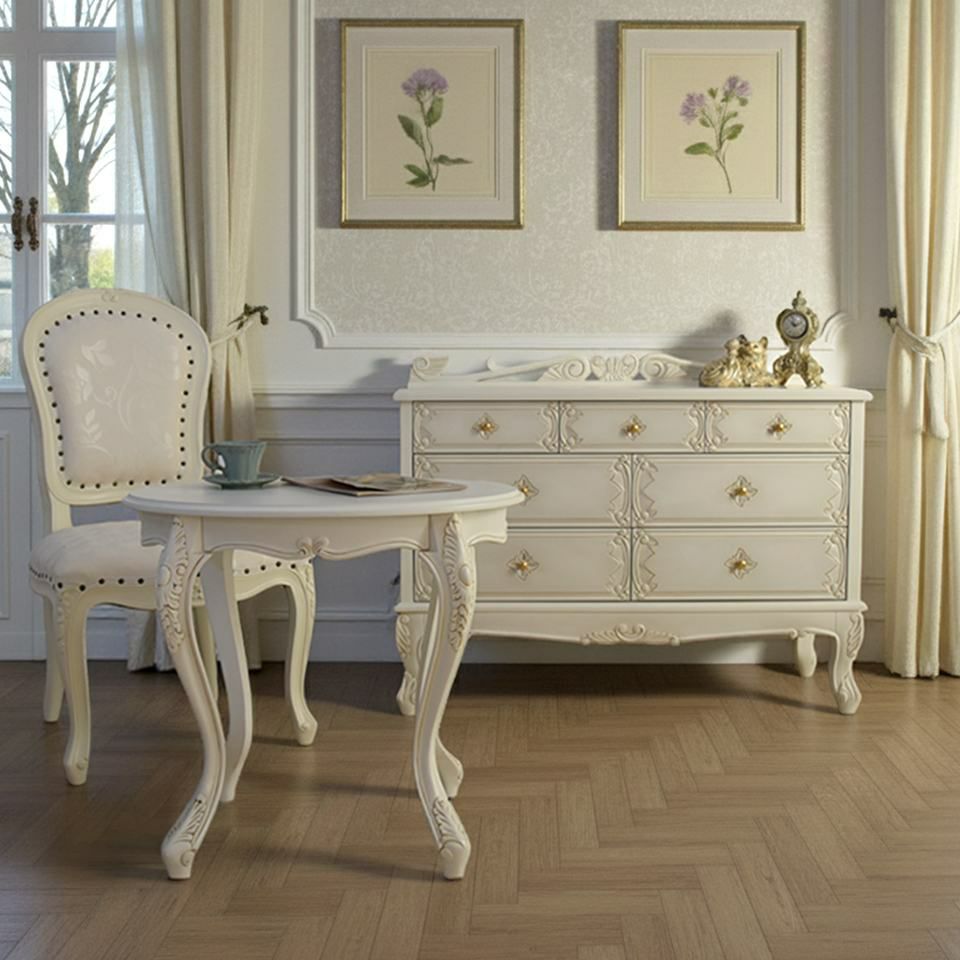 ロココ調 パルマ ワイド チェスト ホワイト 画像2