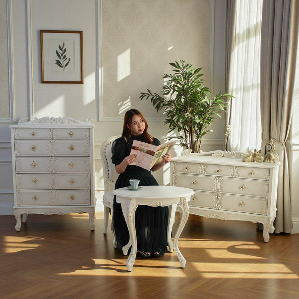 ロココ調 パルマ ワイド チェスト ホワイト 画像3