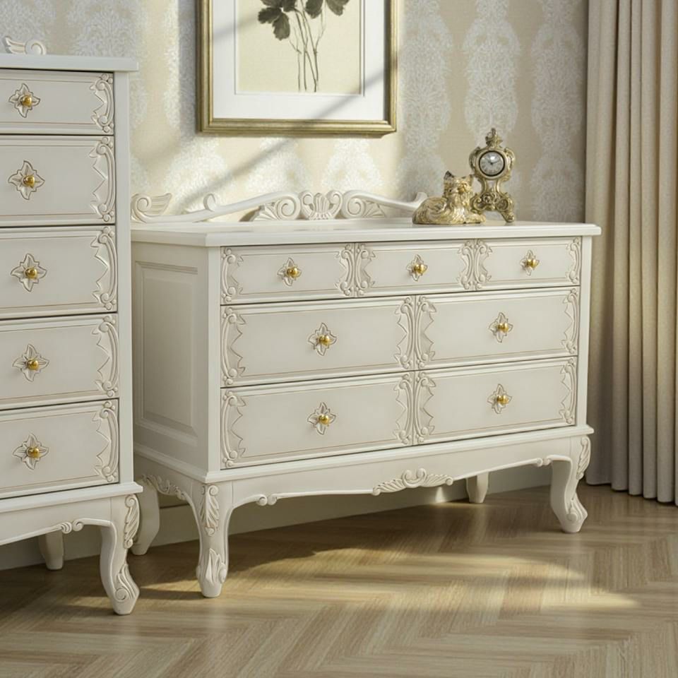 ロココ調 パルマ ワイド チェスト ホワイト 画像4