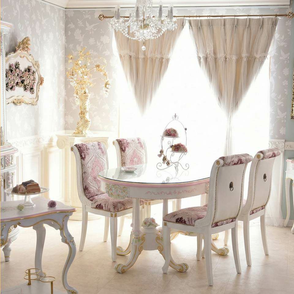 ロココ調 ROCOCO アントワネット ダイニングセット 5点 幅160cm 画像2