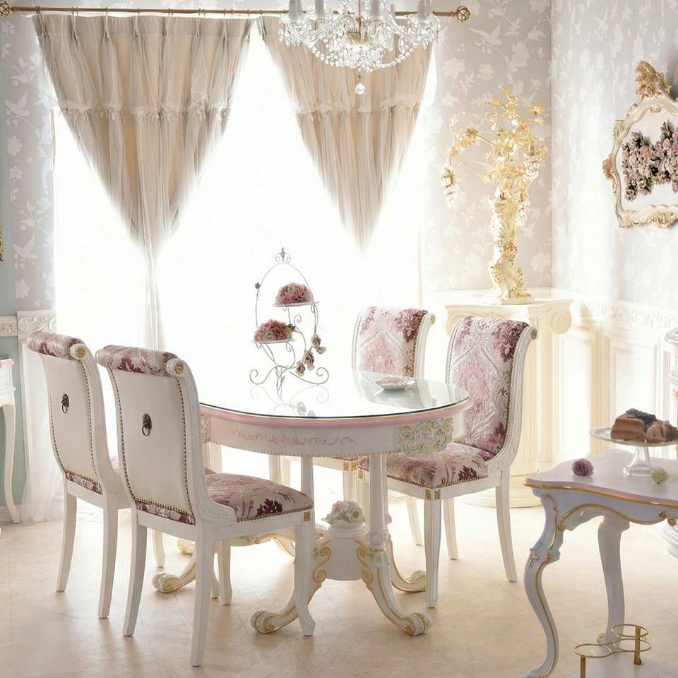 ロココ調 ROCOCO アントワネット ダイニングセット 5点 幅160cm 画像12