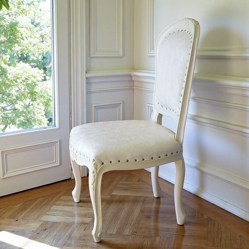 ロココ調 アンリヴェルデ ダイニングチェア アイボリー 猫脚 画像5