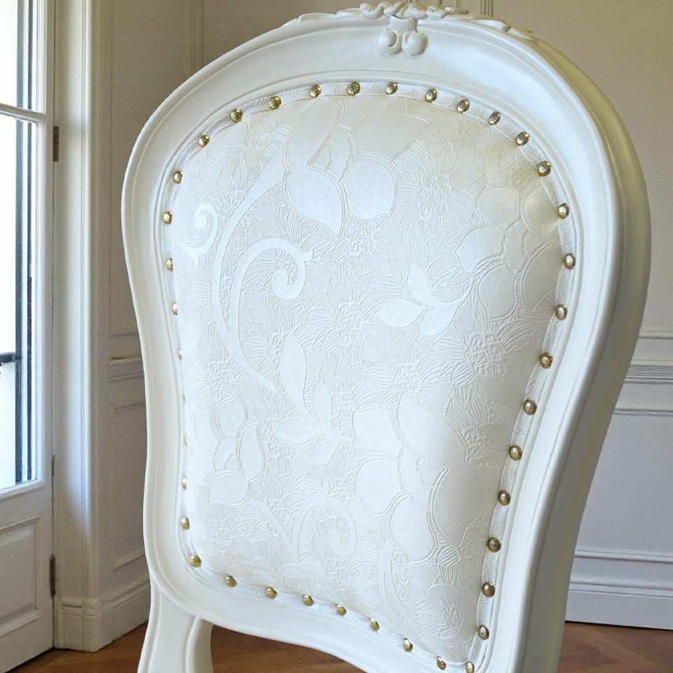 ロココ調 アンリヴェルデ ダイニングチェア アイボリー 猫脚 画像6