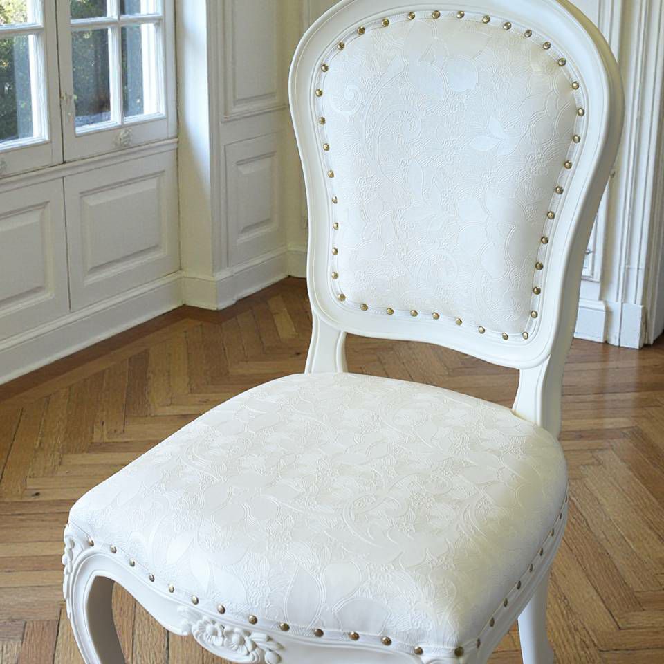 ロココ調 アンリヴェルデ ダイニングチェア アイボリー 猫脚 画像10