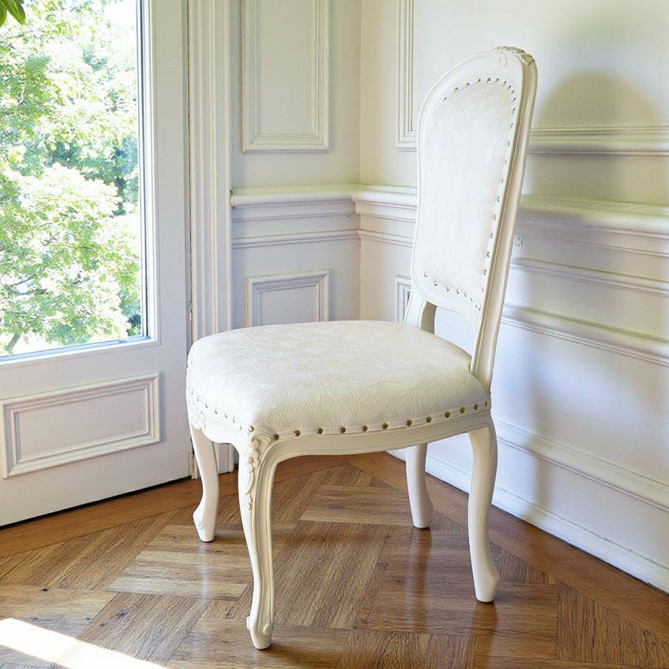 ロココ調 アンリヴェルデ ダイニングチェア アイボリー 猫脚 画像14