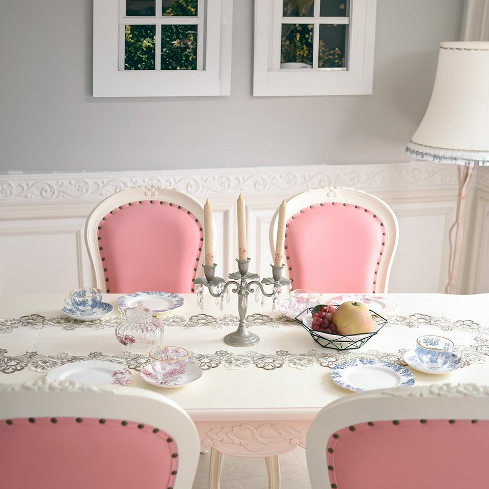ロココ調 アントワネット ダイニングチェア ピンク 猫脚 画像2