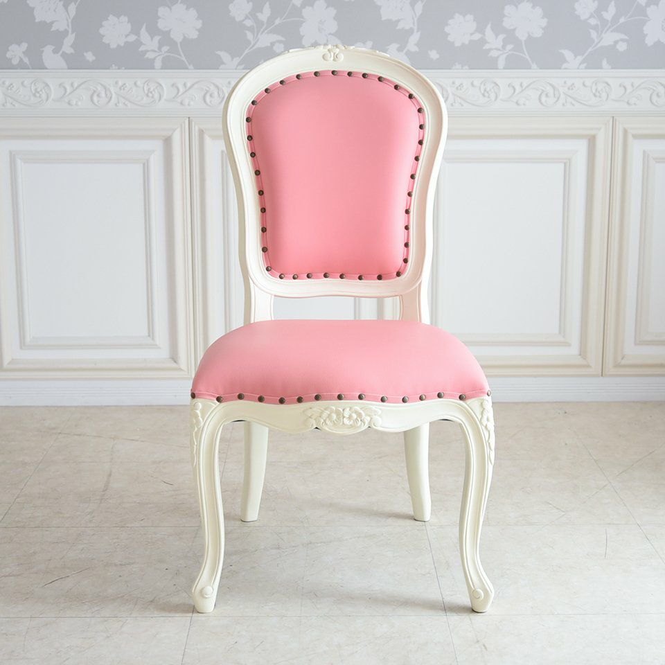 ロココ調 アントワネット ダイニングチェア ピンク 猫脚 画像3
