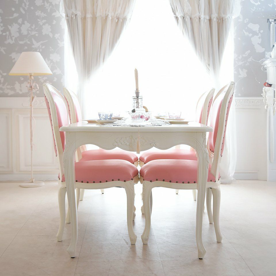 ロココ調 アントワネット ダイニングチェア ピンク 猫脚 画像4