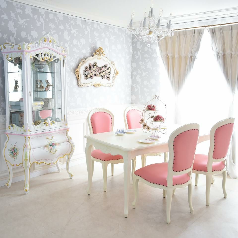 ロココ調 アントワネット ダイニングチェア ピンク 猫脚 画像11