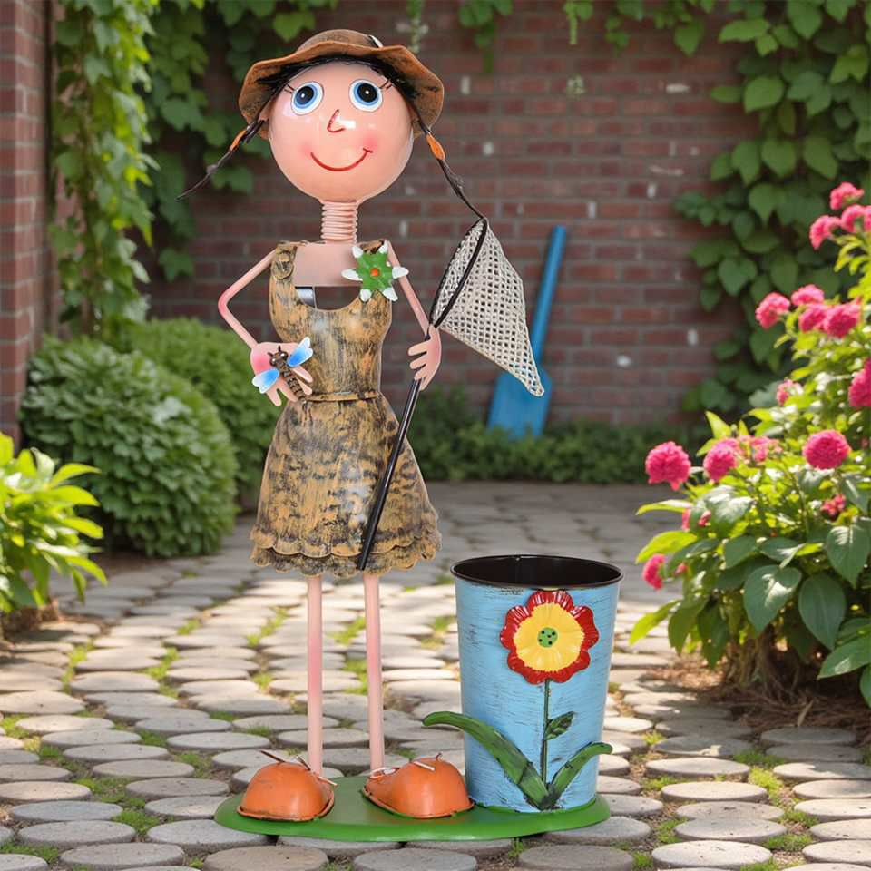 ヨーロピアン ガーデニング オブジェ 虫とり少女 画像2