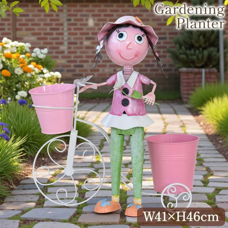 ヨーロピアン ガーデニング オブジェ 自転車の少女 画像1サムネイル