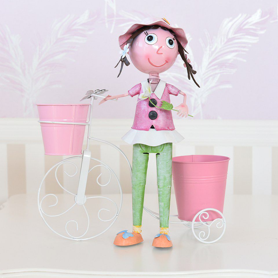ヨーロピアン ガーデニング オブジェ 自転車の少女 画像4