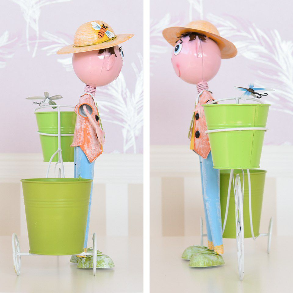 ヨーロピアン ガーデニング オブジェ 自転車の少年 画像5