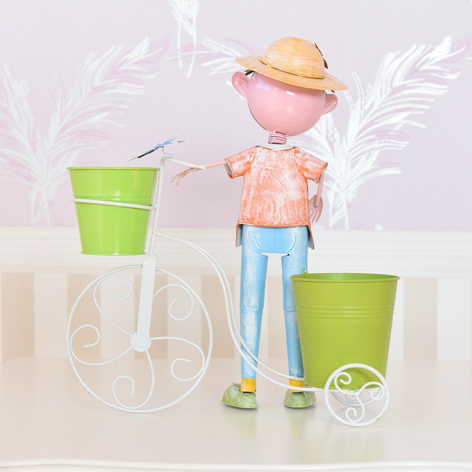 ヨーロピアン ガーデニング オブジェ 自転車の少年 画像6