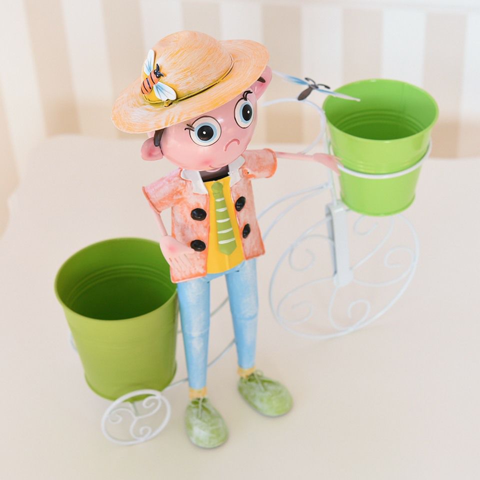 ヨーロピアン ガーデニング オブジェ 自転車の少年 画像15