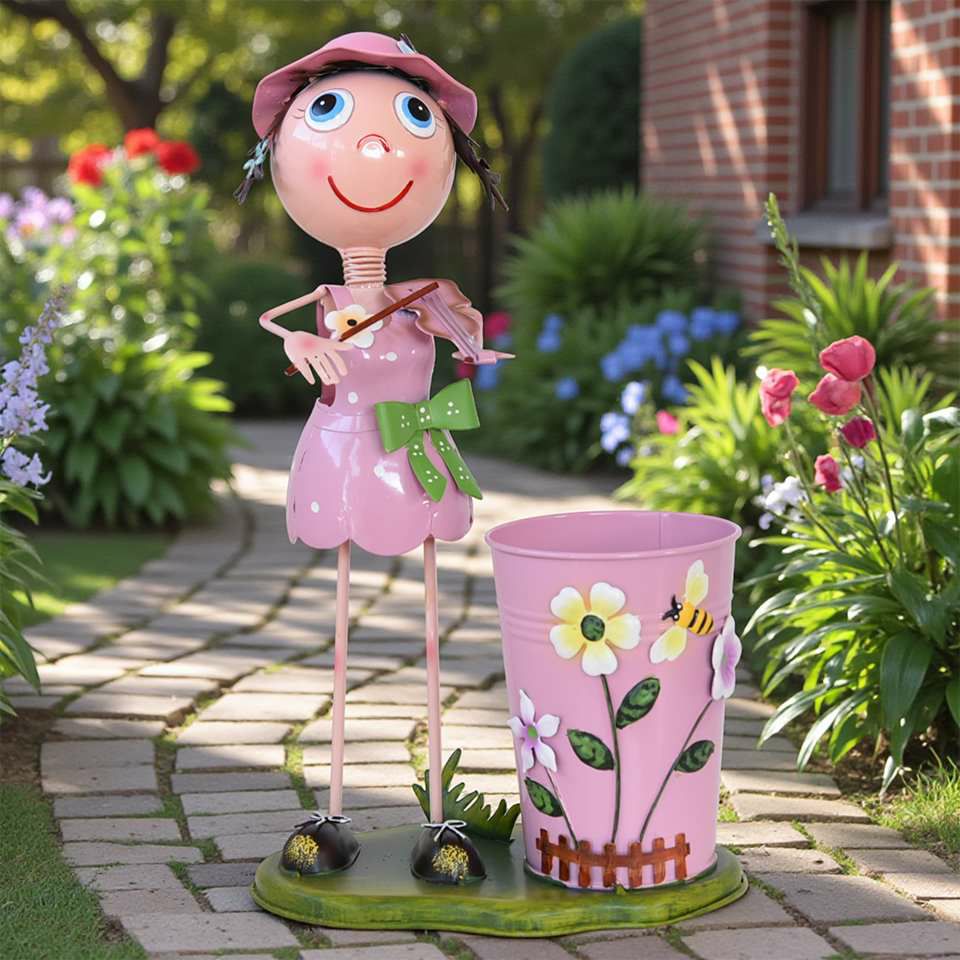 ヨーロピアン ガーデニング オブジェ バイオリンの少女 画像2