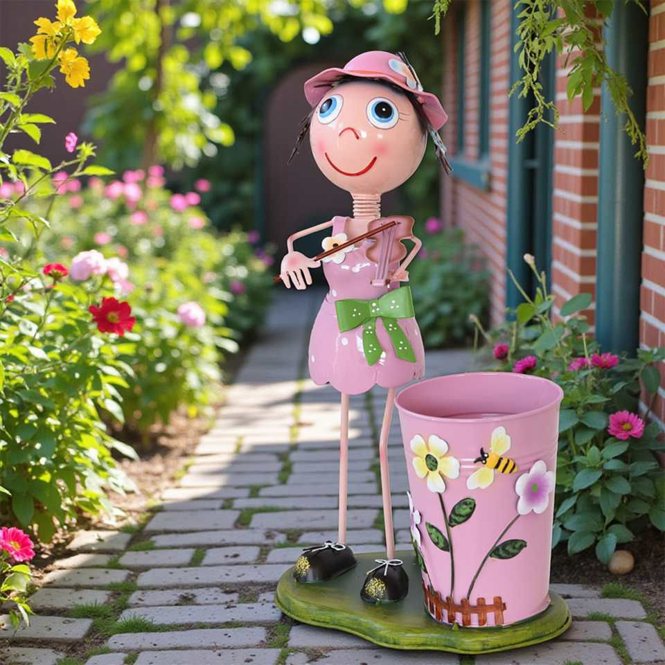 ヨーロピアン ガーデニング オブジェ バイオリンの少女 画像3