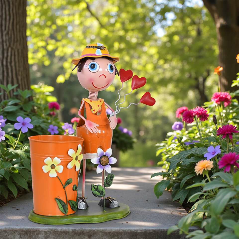 ヨーロピアン ガーデニング オブジェ ハートの少年 画像3