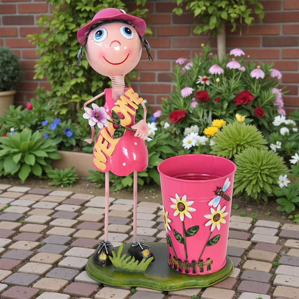 ヨーロピアン ガーデニング オブジェ WELCOMEの少女 画像2