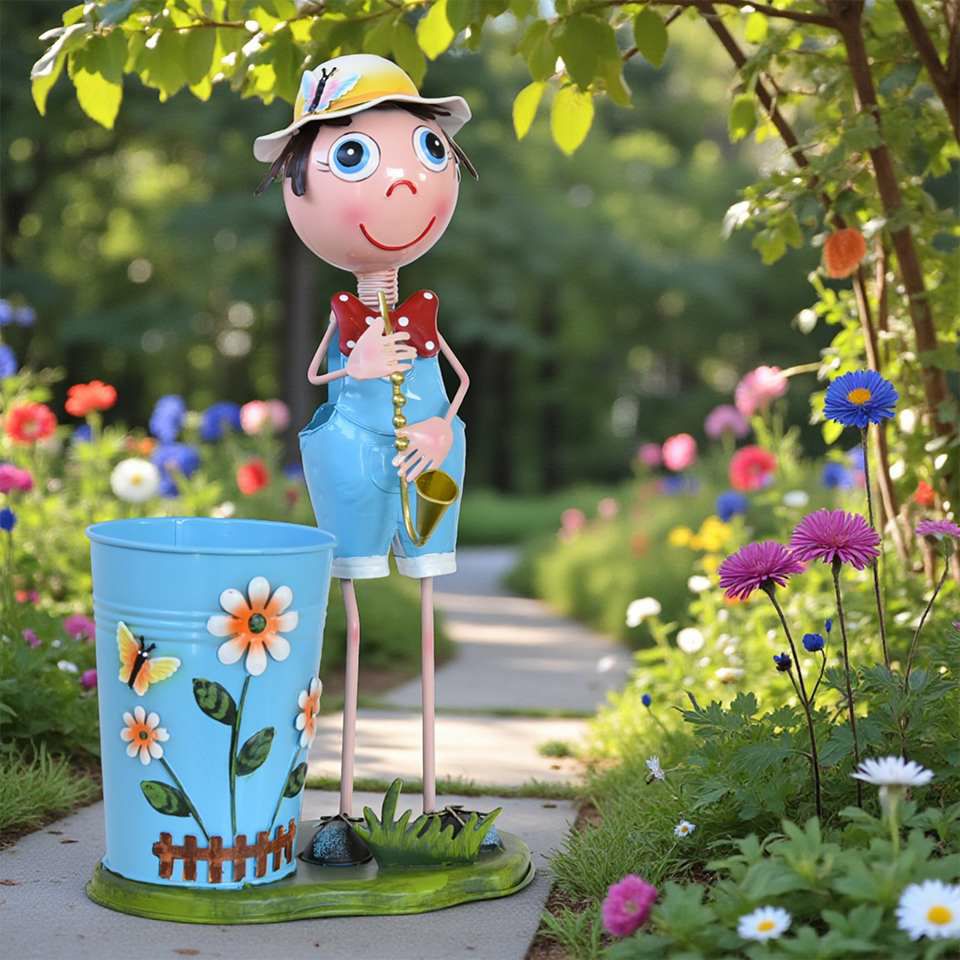 ヨーロピアン ガーデニング オブジェ ラッパの少年 画像3