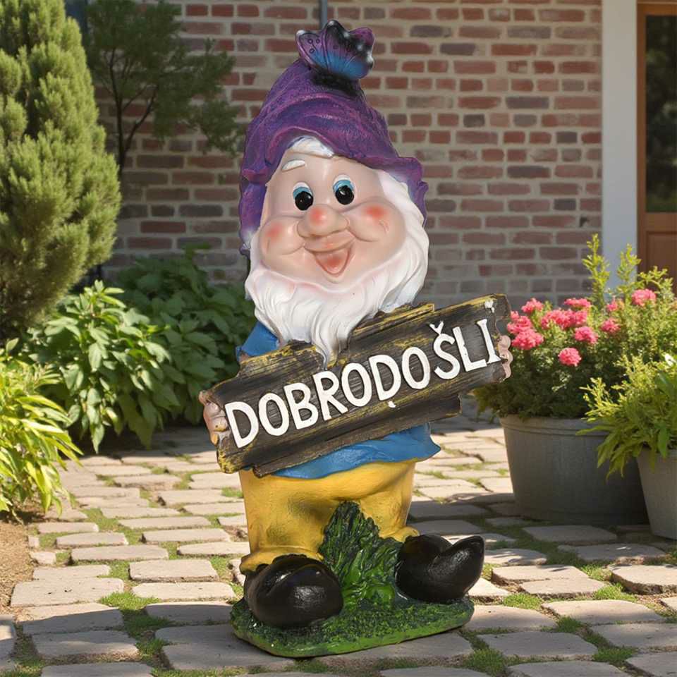 ガーデニング オブジェ ウェルカムドワーフ パープル 画像2