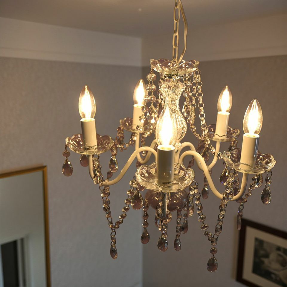 ロココ調 シャンデリア 5灯 ホワイト 画像2