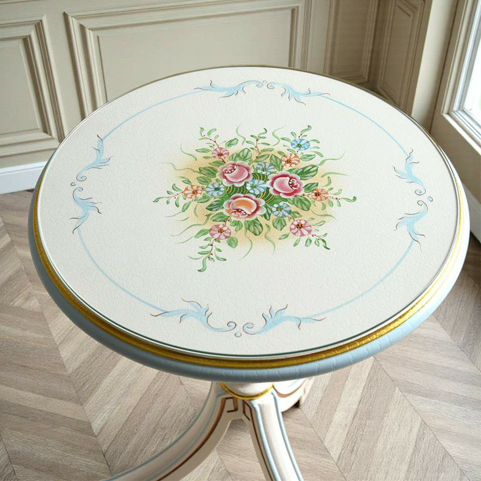 ロココ調 アントワネット カフェテーブル ブルー 画像6