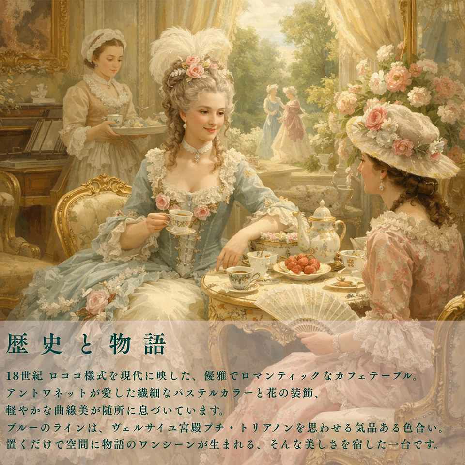 ロココ調 アントワネット カフェテーブル ブルー 画像10