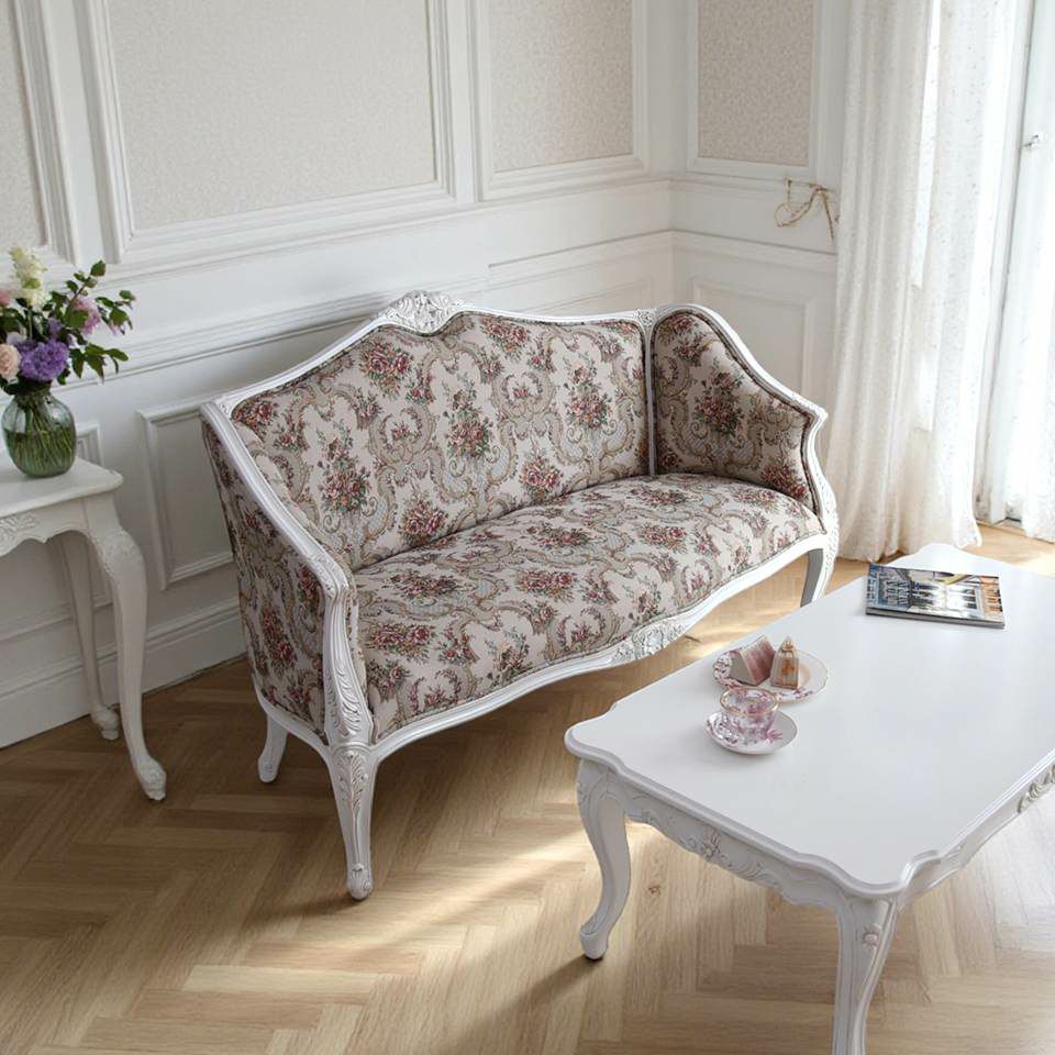 ロココ調 ジュリア 2人掛け ソファ ホワイト 画像5